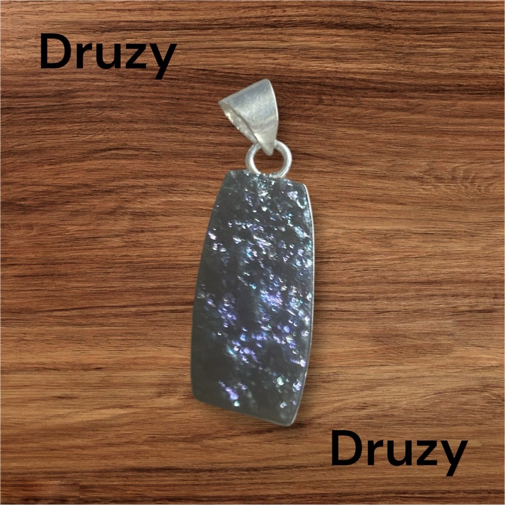 Silver Druzy Pendant Necklace